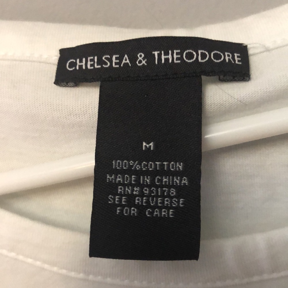 Chelsea and Theodore Peplum Embroidered Floral White Top Size Medium - Picture 3 of 4